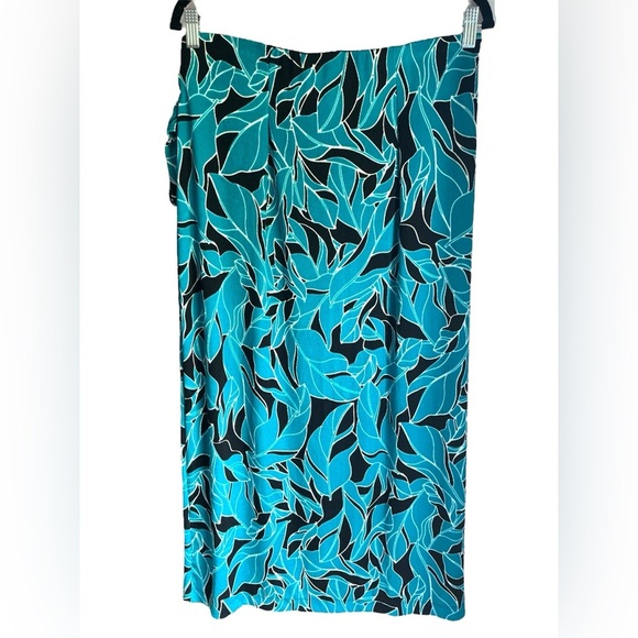 Chico's Blue and Black Midi Skirt with Botanical Design - Picture 2 of 5
